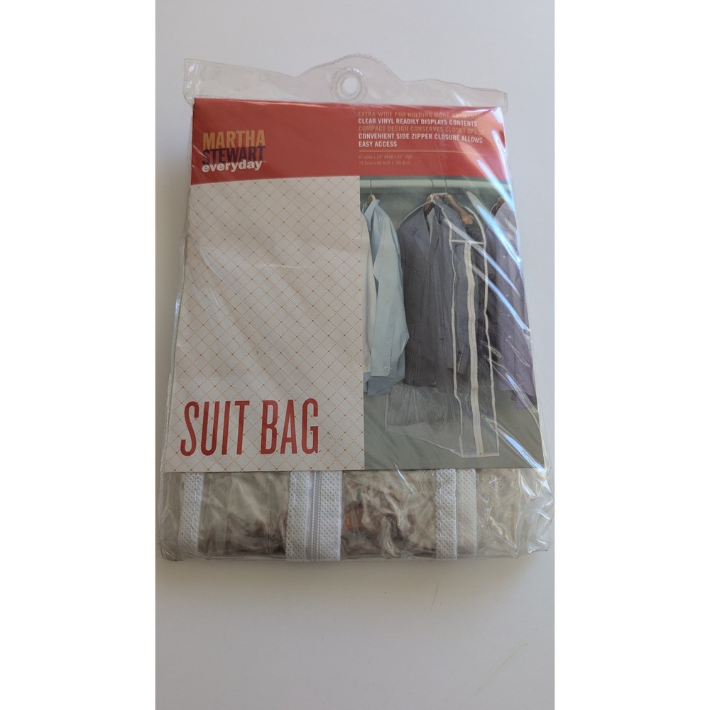 Martha‎ Stewart Everyday Clear Vinyl Suit Bag Extra Wide Side Zipper 6x24x42 NIP